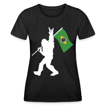 Bigfoot mit Brasilianischer Flagge - Frauen Funktions-T-Shirt - Schwarz - Vorne - AI Model Female 172 light (172cm)