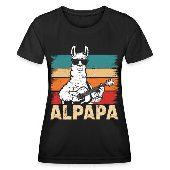 Alpaca Playing Guitar Retro Design - Women's Functional T-Shirt - black - Front - AI Model Female 172 light (172cm)