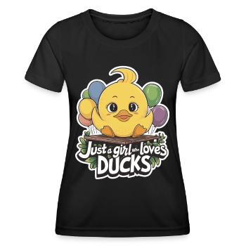 Juste une fille qui aime le design mignon des canards - T-shirt sport Femme - noir - Devant - AI Model Female 172 light (172cm)