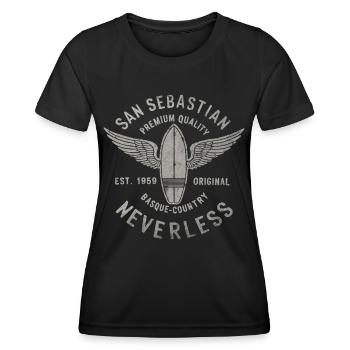 Chemise de surf San Sebastian Pays Basque - T-shirt sport Femme - noir - Devant - AI Model Female 172 light (172cm)