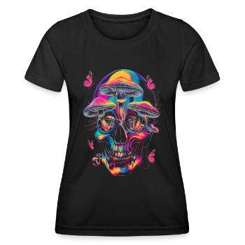 Psychedelic Skull Totenkopf - Women's Functional T-Shirt - black - Front - AI Model Female 172 light (172cm)