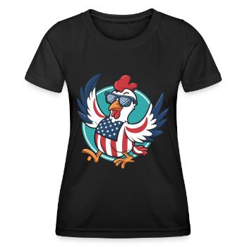 Patriotisches USA Huhn - Frauen Funktions-T-Shirt - Schwarz - Vorne - AI Model Female 172 light (172cm)