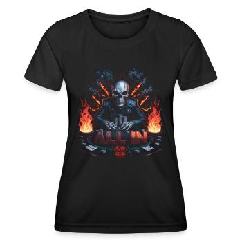 Passionné de poker squelette tout en design - T-shirt sport Femme - noir - Devant - AI Model Female 172 light (172cm)