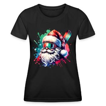 Snowboarder Weihnachtsmann Santa Snowboarding - Frauen Funktions-T-Shirt - Schwarz - Vorne - AI Model Female 172 light (172cm)