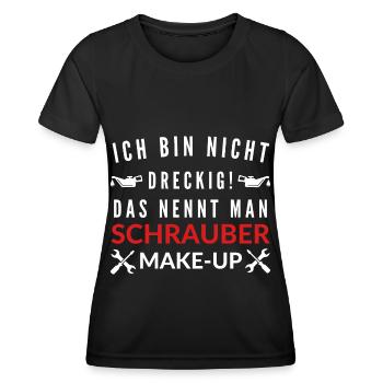 Herren KFZ Mechaniker Schrauber Make-Up Motoröl - Frauen Funktions-T-Shirt - Schwarz - Vorne - AI Model Female 172 light (172cm)