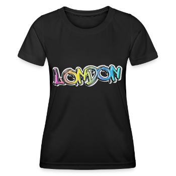 Londres Angleterre UK City Graffiti Spray Sprayer - T-shirt sport Femme - noir - Devant - AI Model Female 172 light (172cm)