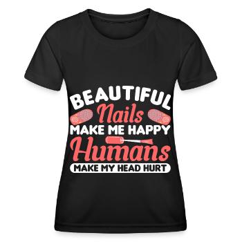 Nail Polish Nail Design Manicure Nail Studio Nails - Women's Functional T-Shirt - black - Front - AI Model Female 172 light (172cm)