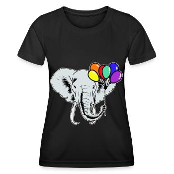 Elefant Regenbogen LGBT Elefanten Luftballons Gay - Frauen Funktions-T-Shirt - Schwarz - Vorne - AI Model Female 172 light (172cm)