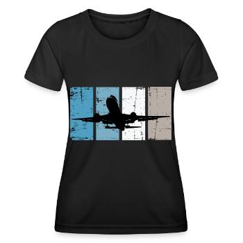 Flugzeug Pilot Luftfahrt - Frauen Funktions-T-Shirt - Schwarz - Vorne - AI Model Female 172 light (172cm)