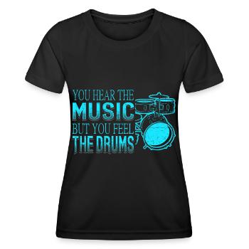 Schlagzeug Schlagzeuger Musiker - Frauen Funktions-T-Shirt - Schwarz - Vorne - AI Model Female 172 light (172cm)