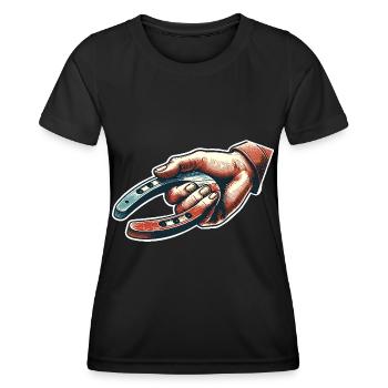 Lancer de fer à cheval Lancer de fer à cheval - T-shirt sport Femme - noir - Devant - AI Model Female 172 light (172cm)