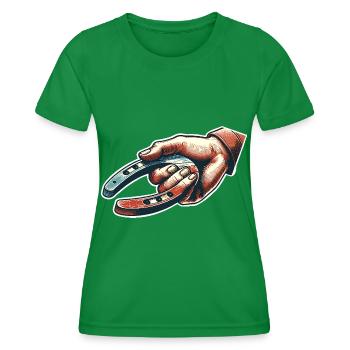 Hufeisenwerfen Horseshoe Pitching - Frauen Funktions-T-Shirt - Kelly Green - Vorne - AI Model Female 172 dark (172cm)
