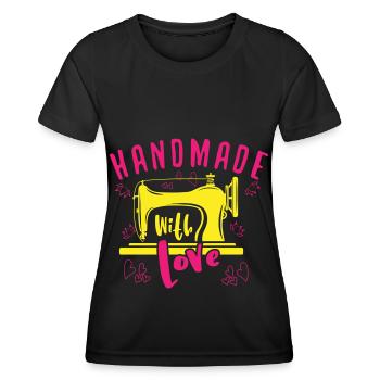 Handmade with Love – Colourful love for sewing - Women's Functional T-Shirt - black - Front - AI Model Female 172 light (172cm)