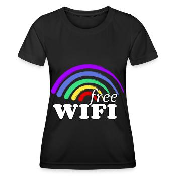 Arc-en-ciel gratuit WiFi - Free Rainbow WiFi - T-shirt sport Femme - noir - Devant - AI Model Female 172 light (172cm)