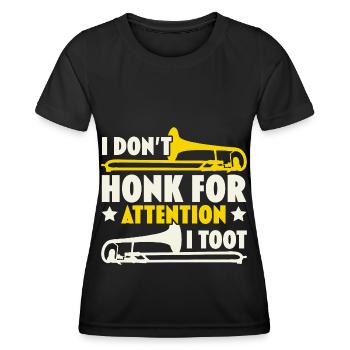 Je ne klaxonne pas pour attirer l’attention, je fais Posauni - T-shirt sport Femme - noir - Devant - AI Model Female 172 light (172cm)