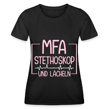 MFA Stethoscope & Smile Medical - Women's Functional T-Shirt - black - Front - AI Model Female 172 light (172cm)