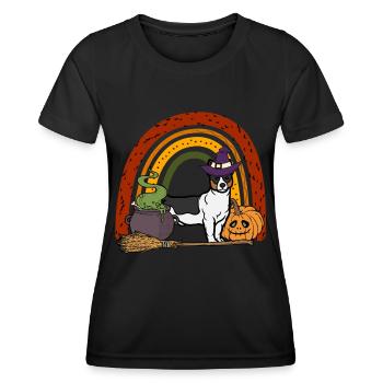 Mignon Teddy Roosevelt Terrier Chien d’Halloween - T-shirt sport Femme - noir - Devant - AI Model Female 172 light (172cm)