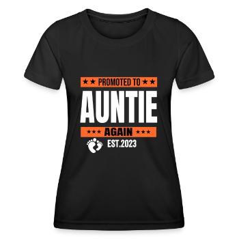 Promoted To Auntie Again est 2023 /AuntieTo Be - Frauen Funktions-T-Shirt - Schwarz - Vorne - AI Model Female 172 light (172cm)