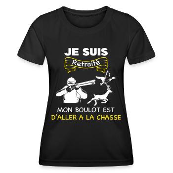 Homme Je Suis Retraité Chasseur Tee Shirt Cadeau - T-shirt sport Femme - noir - Devant - AI Model Female 172 light (172cm)