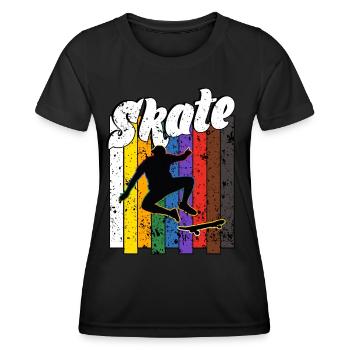 Skateboard Freestyle - Frauen Funktions-T-Shirt - Schwarz - Vorne - AI Model Female 172 light (172cm)