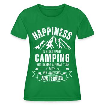 Camping and Fox-Terrier - Women's Functional T-Shirt - kelly green - Front - AI Model Female 172 dark (172cm)