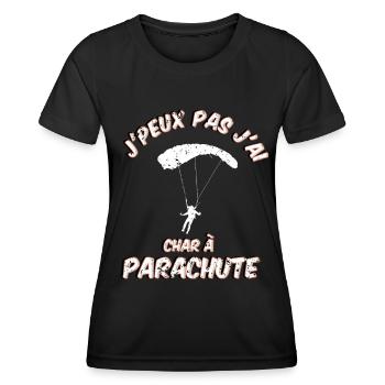 j'peux pas j'ai char à Parachute - T-shirt sport Femme - noir - Devant - AI Model Female 172 light (172cm)