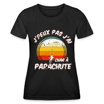 j'peux pas j'ai char à Parachute - T-shirt sport Femme - noir - Devant - AI Model Female 172 light (172cm)