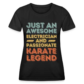 Électricien Karaté rétro - T-shirt sport Femme - noir - Devant - AI Model Female 172 light (172cm)