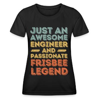 Engineer Frisbee retro - Women's Functional T-Shirt - black - Front - AI Model Female 172 light (172cm)