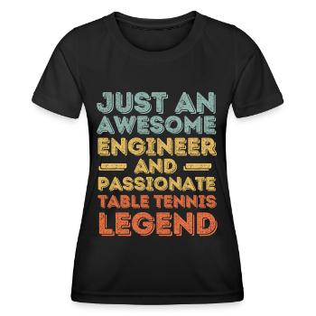 Ingenieur Tischtennis retro - Frauen Funktions-T-Shirt - Schwarz - Vorne - AI Model Female 172 light (172cm)