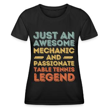 Mechaniker Tischtennis retro - Frauen Funktions-T-Shirt - Schwarz - Vorne - AI Model Female 172 light (172cm)