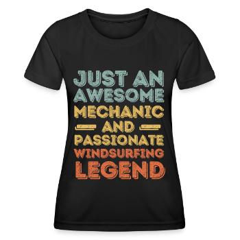 Mechaniker Windsurfen retro - Frauen Funktions-T-Shirt - Schwarz - Vorne - AI Model Female 172 light (172cm)
