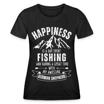 Fishing and German Shepherd - Women's Functional T-Shirt - black - Front - AI Model Female 172 light (172cm)