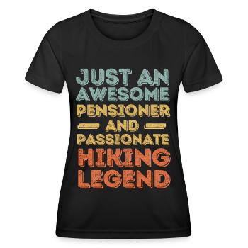 Rentner Wandern retro - Frauen Funktions-T-Shirt - Schwarz - Vorne - AI Model Female 172 light (172cm)