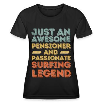 Rentner Surfen retro - Frauen Funktions-T-Shirt - Schwarz - Vorne - AI Model Female 172 light (172cm)