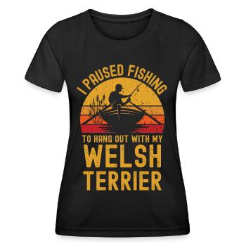 Fishing, fishing and Welsh Terrier - Women's Functional T-Shirt - black - Front - AI Model Female 172 light (172cm)