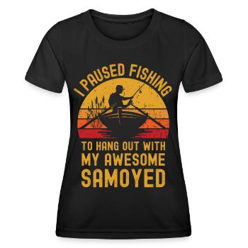 Fishing, fishing and Samoyed - Women's Functional T-Shirt - black - Front - AI Model Female 172 light (172cm)
