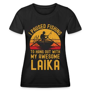 Angeln, Fischen und Laika - Frauen Funktions-T-Shirt - Schwarz - Vorne - AI Model Female 172 light (172cm)