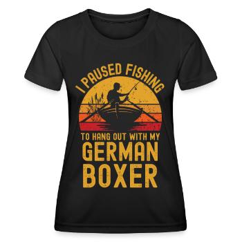 Pêche, pêche et boxeur allemand - T-shirt sport Femme - noir - Devant - AI Model Female 172 light (172cm)