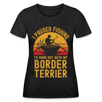 Pêche, pêche et Border Terriers - T-shirt sport Femme - noir - Devant - AI Model Female 172 light (172cm)