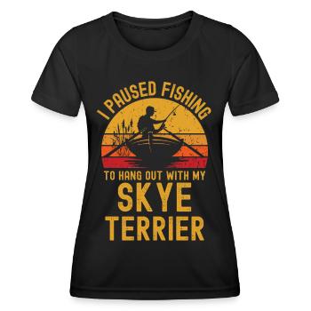 Pêche, pêche et Skye Terrier - T-shirt sport Femme - noir - Devant - AI Model Female 172 light (172cm)