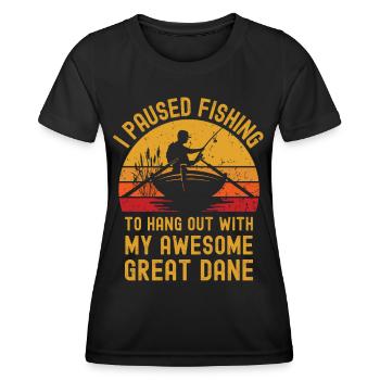 Angeln, Fischen und Deutsche-Dogge - Frauen Funktions-T-Shirt - Schwarz - Vorne - AI Model Female 172 light (172cm)