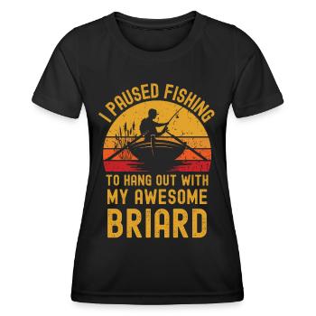 Fishing, fishing and Briard - Women's Functional T-Shirt - black - Front - AI Model Female 172 light (172cm)