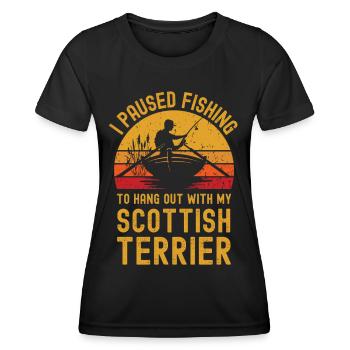 Fishing, fishing and Scottish Terrier - Women's Functional T-Shirt - black - Front - AI Model Female 172 light (172cm)