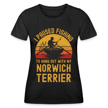 Angeln, Fischen und Norwich Terrier - Frauen Funktions-T-Shirt - Schwarz - Vorne - AI Model Female 172 light (172cm)