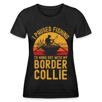 Fishing, fishing and border collies - Women's Functional T-Shirt - black - Front - AI Model Female 172 light (172cm)