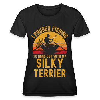 Angeln, Fischen und Silky Terrier - Frauen Funktions-T-Shirt - Schwarz - Vorne - AI Model Female 172 light (172cm)