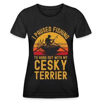 Angeln, Fischen und Cesky Terrier - Frauen Funktions-T-Shirt - Schwarz - Vorne - AI Model Female 172 light (172cm)