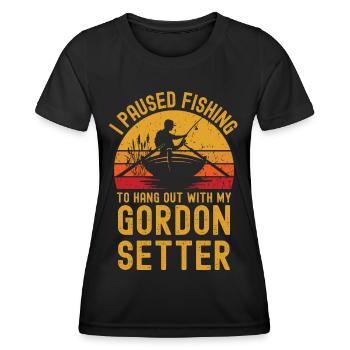 Pêche, pêche et Gordon Setter - T-shirt sport Femme - noir - Devant - AI Model Female 172 light (172cm)