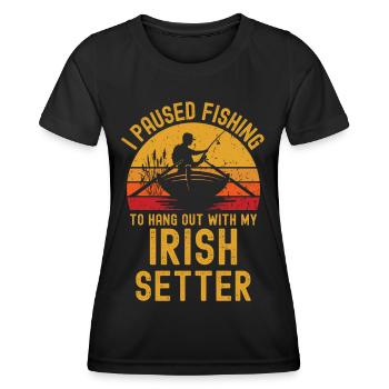 Pêche, pêche et setter irlandais - T-shirt sport Femme - noir - Devant - AI Model Female 172 light (172cm)